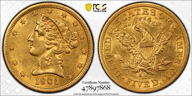 1901-S $5 AU55
