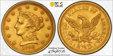 1856 $2.50 AU58