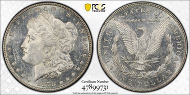 1878 7TF $1 Reverse of 1878 MS61PL