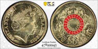 2015 $2 Lest We Forget Colorized MS66