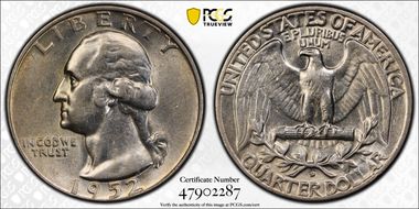 1952-D 25C AU55