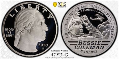 2023-S 25C Bessie Coleman-Silver First Strike PR70DCAM