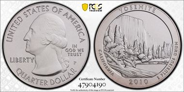 2010-P 25C Yosemite NP  5 oz Silver SP69