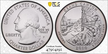 2010-P 25C Grand Canyon NP 5 oz Silver SP69