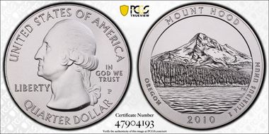 2010-P 25C Mount Hood NP 5 oz Silver SP69