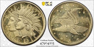 1970 Token Freedom America Nickel-Brass 34mm MS65