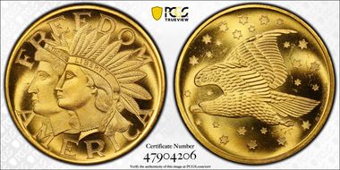 1970 Token Freedom America Brass 34mm MS66