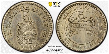 No Date Token TC-239249 Nickel-Brass 19mm Conasauga Supply Co. MS66