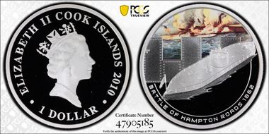 2010-P $1 Battle of Hampton Roads Colorized PR69DCAM