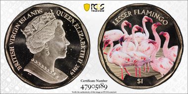 2019 $1 Lesser Flamingo MS68