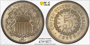 1867 5C Rays MS65
