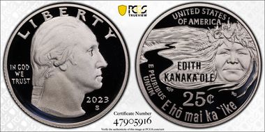 2023-S 25C Edith Kanaka'ole-Silver PR70DCAM