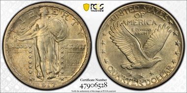 1917-D 25C Type 2 AU53