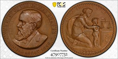 1890 AE Medal JK-AC-33, Benjamin Harrison SP64BN