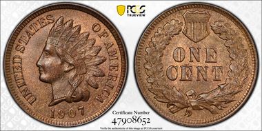 1907 1C MS65BN