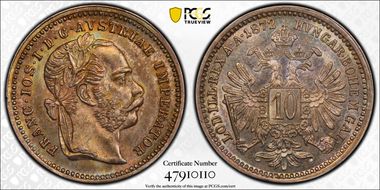 1872 10 Kr MS62
