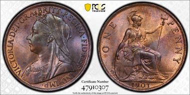 1901 1D S-3961 MS65RB