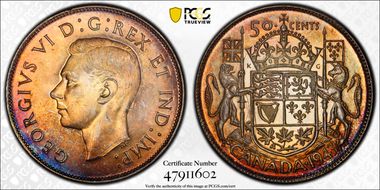 1943 50C Wide Date MS64