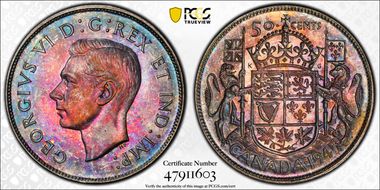 1945 50C Wide Date MS64