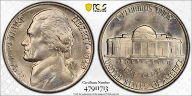 1939 5C Reverse of 1940 MS67