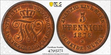 1872-B 5 Pfg MS64BN