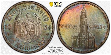 1934-A 5 Mk Potsdam with Date J-356 MS63