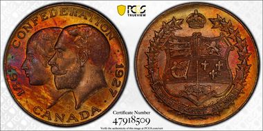 1927 Medal 60th Ann. Confederation Ae BHM-4215 MS64RB