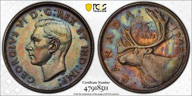 1947 25C Maple Leaf N1