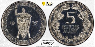 1925-F 5 Mk 1000 Years J-322 PR63CAM
