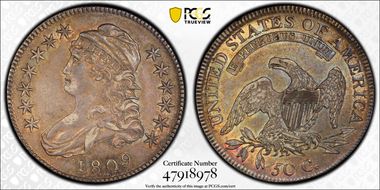 1809 50C Overton 102 XXX Edge AU50