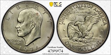 1974-S $1 Silver MS66