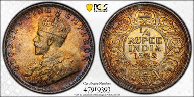 1928(B) 1/4 Rup SW-8.166 MS64