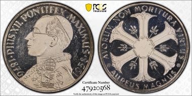 1958 Medal Pope Pius XII Fantasy Ag SP62