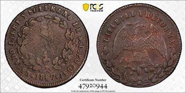 1867 1/4 R S.L. Potosi Milled Edge N1BN