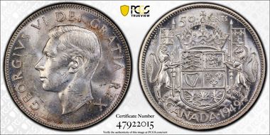 1949 50C Narrow Date MS64