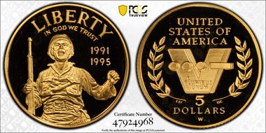 1991-95-W $5 World War II PR69DCAM