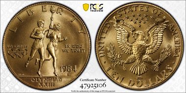 1984-W $10 Olympic MS70