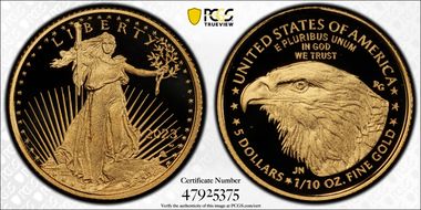 2023-W $5 Gold Eagle First Strike PR70DCAM