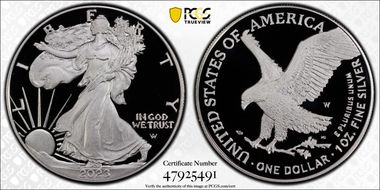 2023-W  $1 Silver Eagle  Congratulations Set First Strike PR70DCAM