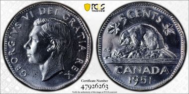 1951 5C Low Relief MS65