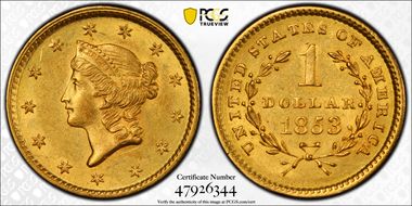 1853 G$1 AU58