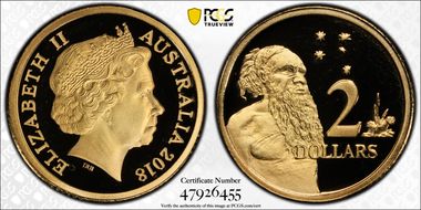 2018 $2 30th Anniversary Designed by Ian Rank-Broadley Effigy PR70DCAM