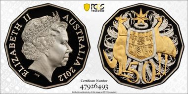 2012 50C Coat of Arms Selective Gilt PR70DCAM