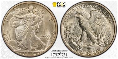 1917-D 50C Obverse MS62