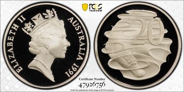 1991 20C Silver PR69DCAM