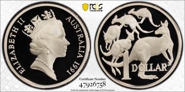 1991 $1 Silver PR69DCAM