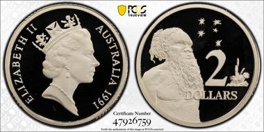 1991 $2 Silver PR69DCAM