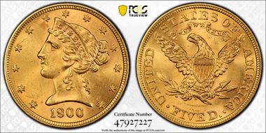 1900 $5 MS63