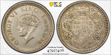 1942(B) Rupee SW-9.20 AU53