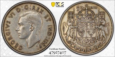 1942 50C Narrow Date XF45